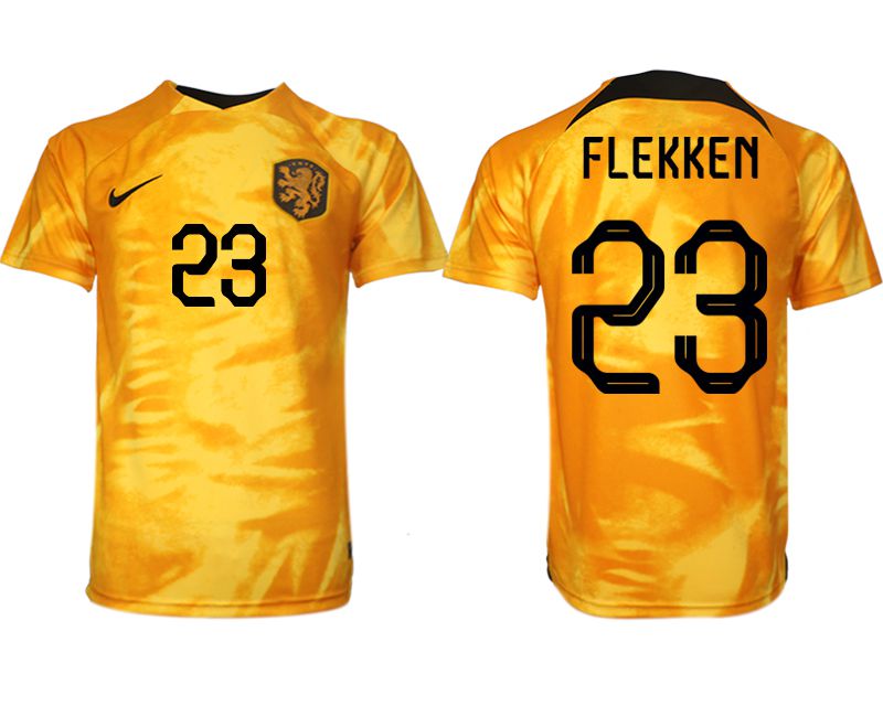 Men 2022 World Cup National Team Netherlands home aaa version yellow #23 Soccer Jersey->customized soccer jersey->Custom Jersey